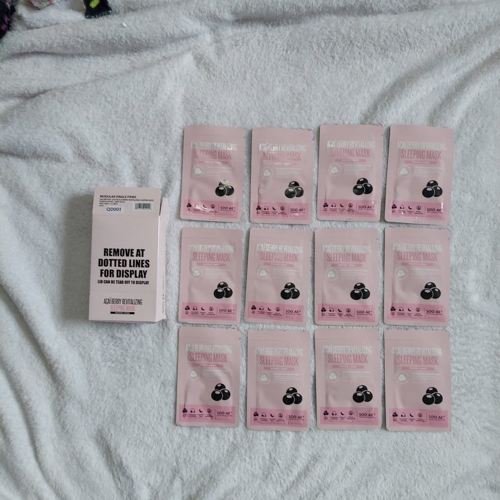 NWT Soo'AE Acai Berry Revitalizing Sleeping Mask, 12 count